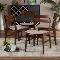 Set Of 4 Devlin Upholstered Wood Dining Chairs - Baxton Studio -Urban Dwell Gear Outlet Store GUEST e67ff401 d037 400e a609 fd2996c28938