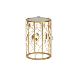 Anaya Glam Brushed Metal And Glass Leaf Accent End Table Gold - Baxton Studio -Urban Dwell Gear Outlet Store GUEST e7132e9a e691 4035 9632 80426faf13ad