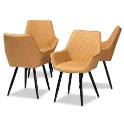 4pc Astrid Leather Upholstered Metal Dining Chairs - Baxton Studio -Urban Dwell Gear Outlet Store GUEST e755a980 ee6b 45e6 8fa7 cdba97bbb16c