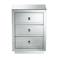 Baxton Studio Lina Mirrored 3 Drawer Nightstand Bedside Table Silver - BaxtonStudio -Urban Dwell Gear Outlet Store GUEST e8235fcf 239c 49a9 a6dc 786fbce2b2fd