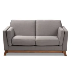 Baxton Studio Sava Fabric Upholstered Walnut Wood 2 Seater Loveseat Gray - BaxtonStudio -Urban Dwell Gear Outlet Store GUEST e8b4aee4 87a5 4c1e 821d 9056df69f39b