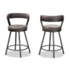 Set Of 2 Arcene Faux Leather Upholstered Pub Counter Height Barstools Gray/Black - Baxton Studio