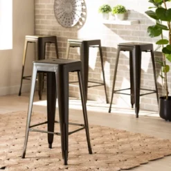 4pc Horton Gunmetal Metal Stackable Barstool Set Gun Metal - Baxton Studio -Urban Dwell Gear Outlet Store GUEST e8eb6d0f e795 4711 90a0 f936b6e42977