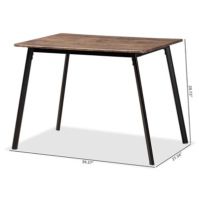 Calder Wood And Metal Dining Table Walnut Brown/Black - Baxton Studio 8 Calder Wood And Metal Dining Table Walnut Brown/Black - Baxton Studio - Image 8