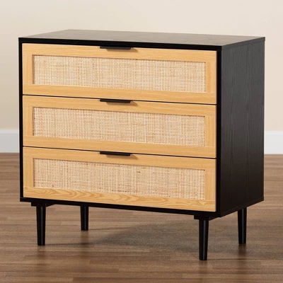 Maureen Wood And Rattan 3 Drawer Dresser Espresso/Natural Brown - Baxton Studio 8 Maureen Wood And Rattan 3 Drawer Dresser Espresso/Natural Brown - Baxton Studio - Image 8