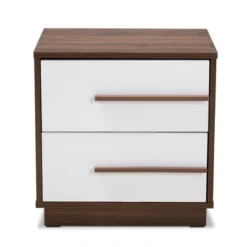 Mette Walnut Finished Wood Nightstand White - Baxton Studio -Urban Dwell Gear Outlet Store GUEST ea152dff cd80 4b60 aabf d9eaa1558787