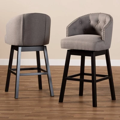 Set Of 2 Theron Swivel Barstools - Baxton Studio 4 Set Of 2 Theron Swivel Barstools - Baxton Studio - Image 4