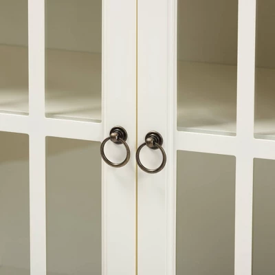 Kendall Wood And Glass Kitchen Cabinet White - Baxton Studio 4 Kendall Wood And Glass Kitchen Cabinet White - Baxton Studio - Image 4