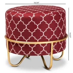 Candice Quatrefoil Velvet Upholstered Metal Ottoman Red - Baxton Studio -Urban Dwell Gear Outlet Store GUEST eacbf2ef fc94 47f5 b5a9 960e2fe04665