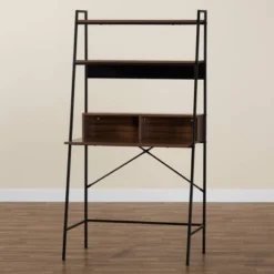 Palmira Wood And Metal Desk With Shelves Walnut Brown/Black - Baxton Studio -Urban Dwell Gear Outlet Store GUEST eaf470bd 67a5 4bfd 8c17 50e7b563b482