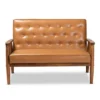 Sorrento Mid-Century Faux Leather Upholstered Wood Loveseat Walnut/Brown - Baxton Studio