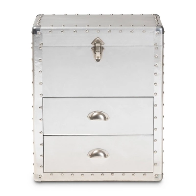 Serge Metal 2 Drawer Accent Storage Chest Silver - Baxton Studio 2 Serge Metal 2 Drawer Accent Storage Chest Silver - Baxton Studio - Image 2