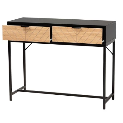 Jacinth Two-Tone Wood And Metal 2 Drawer Console Table Black/Natural Brown - Baxton Studio 2 Jacinth Two-Tone Wood And Metal 2 Drawer Console Table Black/Natural Brown - Baxton Studio - Image 2