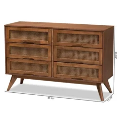 Barrett Wood And Synthetic Rattan 6 Drawer Dresser Walnut Brown - Baxton Studio -Urban Dwell Gear Outlet Store GUEST ed8a86ce 4a1f 405b bcf7 f2ab4df760b9