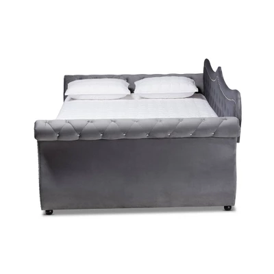 Abbie Velvet Fabric Upholstered Crystal Tufted Daybed - Baxton Studio 1 Abbie Velvet Fabric Upholstered Crystal Tufted Daybed - Baxton Studio