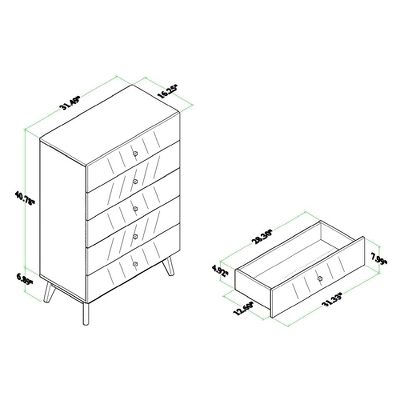 Hartman Wood 5 Drawer Storage Chest Walnut Brown - Baxton Studio 7 Hartman Wood 5 Drawer Storage Chest Walnut Brown - Baxton Studio - Image 7