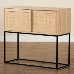 Amelia Wood Rattan Sideboard Buffet Dining Cabinet Natural Brown/Black - Baxton Studio -Urban Dwell Gear Outlet Store GUEST eed20f6f a95b 4fc6 afd2 d9eb5b3189d2