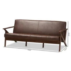 Bianca Mid-Modern Walnut Wood Distressed Faux Leather 3 Seater Sofa Dark Brown - Baxton Studio -Urban Dwell Gear Outlet Store GUEST efafbf22 0107 490e a04c 244afb61f915