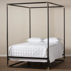 Queen Eva Vintage Industrial Finished Metal Canopy Bed Black - Baxton Studio 10 Queen Eva Vintage Industrial Finished Metal Canopy Bed Black - Baxton Studio -Urban Dwell Gear Outlet Store GUEST f051af5b 4add 496f b156 910d5c564891