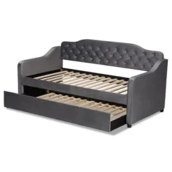 Freda Velvet Fabric Upholstered Button Tufted Daybed With Trundle - Baxton Studio -Urban Dwell Gear Outlet Store GUEST f0b7cd71 135e 402f b2d6 edda20446dfa