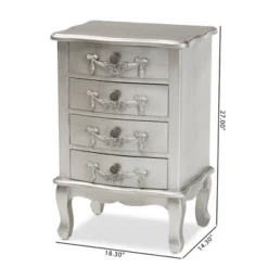 Callen Brushed Wood 4 Drawer Nightstand Silver - Baxton Studio -Urban Dwell Gear Outlet Store GUEST f0da9765 4371 4734 8f8e 1503454759fa