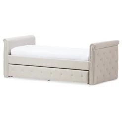 Twin Swanson Modern And Contemporary Fabric Tufted Daybed With Roll-Out Trundle Guest Bed - Baxton Studio -Urban Dwell Gear Outlet Store GUEST f1442996 f3a3 4514 aa5d c30aa99eedd9