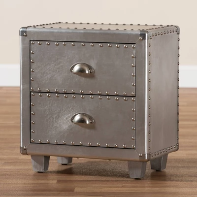 2 Drawer Davet Metal Nightstand Silver - Baxton Studio 7 2 Drawer Davet Metal Nightstand Silver - Baxton Studio - Image 7