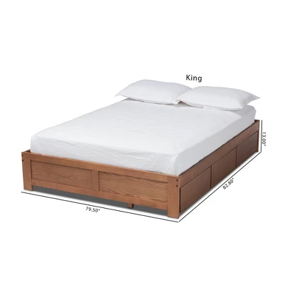 Wren 3 Drawer Storage Bed Frame Walnut - Baxton Studio 12 Wren 3 Drawer Storage Bed Frame Walnut - Baxton Studio - Image 12