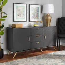 Kelson Wood 2 Door Sideboard Buffet Dark Gray/Gold - Baxton Studio -Urban Dwell Gear Outlet Store GUEST f294ce89 b53b 40b2 938c 2cc6a8bc7578