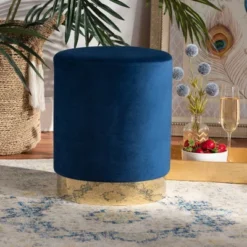 Chaela Velvet Metal Ottoman - Baxton Studio -Urban Dwell Gear Outlet Store GUEST f2b838ed 7ae4 4817 a44e 88b57233afb5