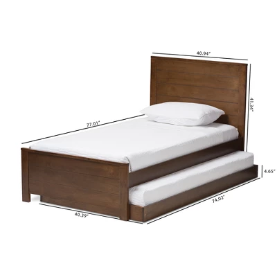 Twin Catalina Modern Classic Mission Style Finished Wood Platform Bed With Trundle - Baxton Studio 2 Twin Catalina Modern Classic Mission Style Finished Wood Platform Bed With Trundle - Baxton Studio - Image 2