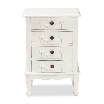 Callen Wood 4 Drawer Nightstand White - Baxton Studio 3 Callen Wood 4 Drawer Nightstand White - Baxton Studio - Image 3