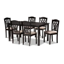 7pc Salem Fabric Upholstered And Wood Dining Set - Baxton Studio -Urban Dwell Gear Outlet Store GUEST f52fa7ab dba8 4bf5 8ce0 970912f99100