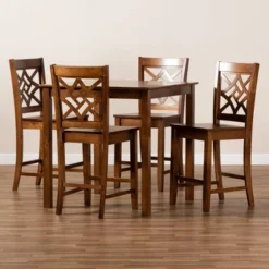 5pc Nicolette Wood Pub Dining Set Walnut/Brown - Baxton Studio -Urban Dwell Gear Outlet Store GUEST f59979d4 3a5e 4f14 8d09 1af0c00c091a