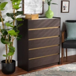 Walker Wood 5 Drawer Chest With Faux Marble Top Dark Brown/Marble/Gold - Baxton Studio -Urban Dwell Gear Outlet Store GUEST f5bf88da e6ad 43b3 b60f 275f481fe8b1