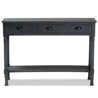 Garvey Wood 3 Drawer Entryway Console Table - Baxton Studio 2 Garvey Wood 3 Drawer Entryway Console Table - Baxton Studio - Image 2