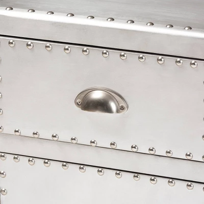 Serge Metal 1 Door Accent Storage Cabinet Silver - Baxton Studio 5 Serge Metal 1 Door Accent Storage Cabinet Silver - Baxton Studio - Image 5