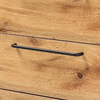 Radley Wood 3 Drawer Sideboard Buffet Oak Brown/Black - Baxton Studio 2 Radley Wood 3 Drawer Sideboard Buffet Oak Brown/Black - Baxton Studio - Image 2