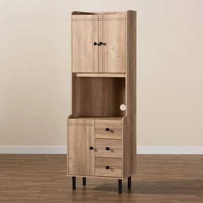 Patterson 3 Drawer Kitchen Storage Cabinet Oak/Brown - Baxton Studio 7 Patterson 3 Drawer Kitchen Storage Cabinet Oak/Brown - Baxton Studio - Image 7