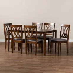 7pc Augustine Fabric Upholstered Dining Set Gray/Walnut Brown - Baxton Studio 14 7pc Augustine Fabric Upholstered Dining Set Gray/Walnut Brown - Baxton Studio -Urban Dwell Gear Outlet Store GUEST f97848ca cbed 4880 bfd7 c9472e83813c