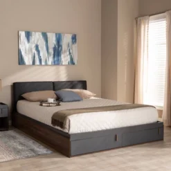 Queen Rikke Two-Tone Wood Platform Storage Bed With Upholstered Headboard Gray - Baxton Studio -Urban Dwell Gear Outlet Store GUEST f9eca362 7f21 48be b588 1dee53504ce1