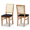 Set Of 2 Idris Fabric Upholstered Rattan Dining Chairs Black/Oak Brown - Baxton Studio