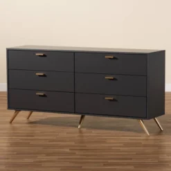 Kelson Wood 6 Drawer Dresser Dark Gray/Gold - Baxton Studio 11 Kelson Wood 6 Drawer Dresser Dark Gray/Gold - Baxton Studio -Urban Dwell Gear Outlet Store GUEST fc3631b1 711d 4c89 882a 24b064e21fd8