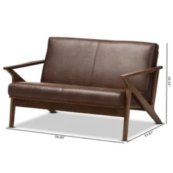 Bianca Mid-Modern Walnut Wood Distressed Faux Leather 2 Seater Loveseat Dark Brown - Baxton Studio -Urban Dwell Gear Outlet Store GUEST fcc4598f e0d0 4d14 aad7 74a0c9f1f84d