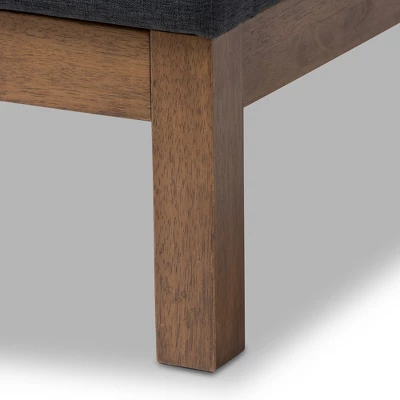 Louvain Modern And Contemporary Fabric Upholstered Walnut - Finished Platform Bed Dark Gray - Baxton Studio 4 Louvain Modern And Contemporary Fabric Upholstered Walnut - Finished Platform Bed Dark Gray - Baxton Studio - Image 4
