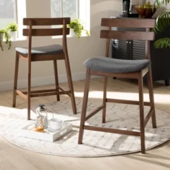 Set Of 2 Larine Wood Counter Height Barstools Dark Gray/Walnut - Baxton Studio -Urban Dwell Gear Outlet Store GUEST fe6c5d43 f058 4207 a1e4 0c2561f3d19e