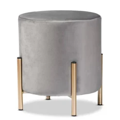 Thurman Velvet Metal Ottoman - Baxton Studio -Urban Dwell Gear Outlet Store GUEST fe70332a 3d7a 4927 a6b6 c6fc19e8646f