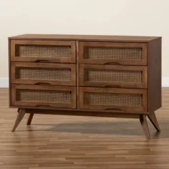 Barrett Wood And Synthetic Rattan 6 Drawer Dresser Walnut Brown - Baxton Studio -Urban Dwell Gear Outlet Store GUEST fe7b73cc 5fd7 4aec 9d62 90a1c209c614