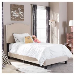Twin Benjamin Modern And Contemporary Linen Upholstered Arched Platform Bed With Nailhead - Baxton Studio 9 Twin Benjamin Modern And Contemporary Linen Upholstered Arched Platform Bed With Nailhead - Baxton Studio -Urban Dwell Gear Outlet Store GUEST ff48814e ef8a 4154 8052 37db31ccb402