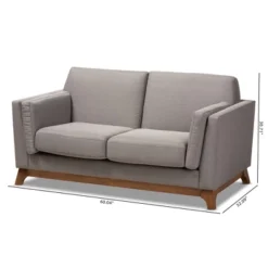 Baxton Studio Sava Fabric Upholstered Walnut Wood 2 Seater Loveseat Gray - BaxtonStudio -Urban Dwell Gear Outlet Store GUEST ff870430 ad74 4b2c a692 32807db9ba69
